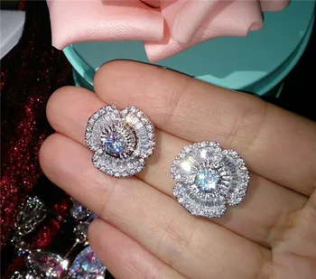 2021 nove luksuzne Cvetje 925 sterling srebrni uhani za ženske lady obletnice, darila nakit trgovini Valentinovo E5674