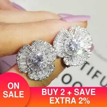 2021 nove luksuzne Cvetje 925 sterling srebrni uhani za ženske lady obletnice, darila nakit trgovini Valentinovo E5674