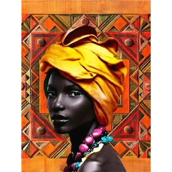 Celoten Kvadratni/Krog Vaja 5D Risanka Diamond Slikarstvo Afriška Ženska Diamond Vezenje, Mozaik, Art Slika Okrasnih Dekor Darilo