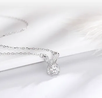 Visoka kakovost s925 sterling srebro srčkan zajec kristalni obesek luksuzni nakit oblikovalec ženske poročna ogrlica 6-DH7160