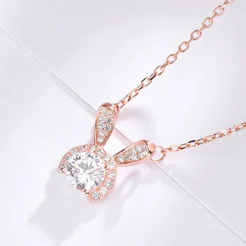 Visoka kakovost s925 sterling srebro srčkan zajec kristalni obesek luksuzni nakit oblikovalec ženske poročna ogrlica 6-DH7160
