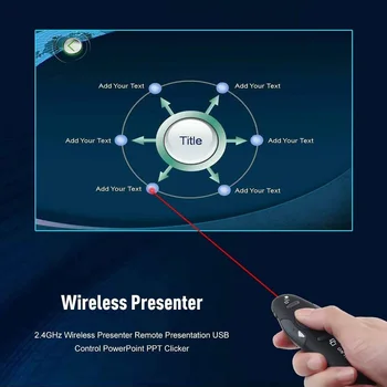 2,4 Ghz USB Wireless Presenter PC Rdeč Laserski Pero Kazalec PPT Daljinski upravljalnik z Ročnimi Kazalec za PowerPoint Predstavitev
