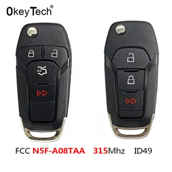 OkeyTech 3/4 Gumbi Flip Daljinski Ključ Vstop brez ključa Fob Hitag Pro za Ford Fusion 2013-FCC ID:N5F-A08TAA 315MHz Z 49 Čip
