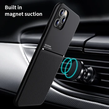 Silikonski Avto Magnetno Držalo Mehko Ohišje Za iPhone 12 Max Pro Mini SE 2020 11 XS XR X 8 Plus Ultra-tanko Usnje, usnjeni zaščitni Pokrov