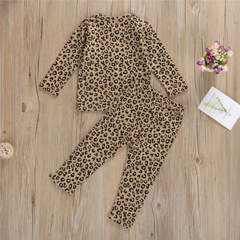 Otroci pižame otrok sleepwear baby leopard tiskanja pižamo določa fant dekleta pižame pijamas bombaž more oblačila, otroci, oblačila,