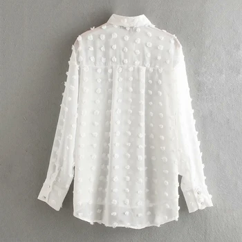 Nove ženske modni pika šivanje priložnostne šifon bluzo rokavi ženske dolg rokav elegantna blusas vidika bela srajca vrhovi LS3725