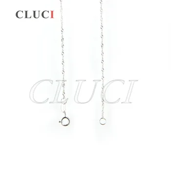 CLUCI 3pcs lepa dekleta 925 sterling srebrni val obliko ogrlica verige z okroglo Zaponko 16 ali 18 cm za ženske, nakit SN015SB-1
