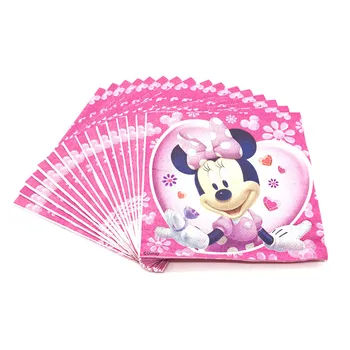 Disney Minnie Mouse Otroci Dekle Rojstni Dan Okraski Za Enkratno Uporabo Namizni Pribor Set Skodelic Papirja Plošče Zastave Plenice Stranka Dobave