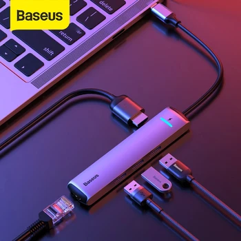 Baseus ZVEZDIŠČE USB 3.0 USB C SREDIŠČE za MacBook Air USB Tip C HUB RJ45 Adapter Card Reader HUB USB C za Ločevanje Računalniške Opreme