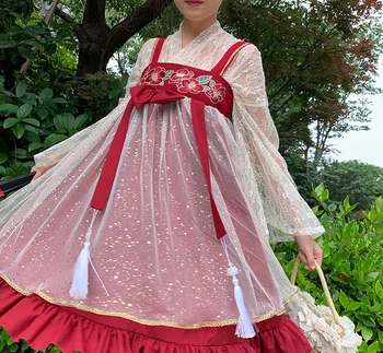 Princesa čajanka Hanfu element obleko preppy stil študent retro sweet lolita določa viktorijanski tiskanje kawaii dekle loli cos