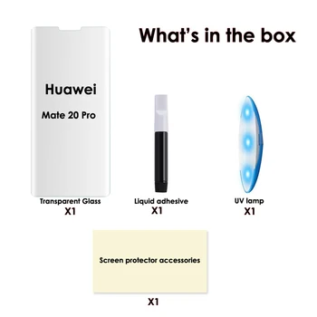Wukong Polno Kritje UV Lepilo Kaljeno Steklo Za Huawei Mate 20 Pro Bend Rob Pokrova UV Tekoče Screen Protector Za Huawei P30 Pro