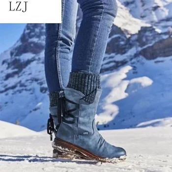 2020 Ženske Zimske Mid-Tele Škornje Jate Zimske Čevlje Mode Dame Sneg Škornji, Čevlji Z Visoko Stegno Antilop Toplo Botas Ženska 35-43