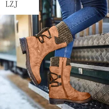 2020 Ženske Zimske Mid-Tele Škornje Jate Zimske Čevlje Mode Dame Sneg Škornji, Čevlji Z Visoko Stegno Antilop Toplo Botas Ženska 35-43