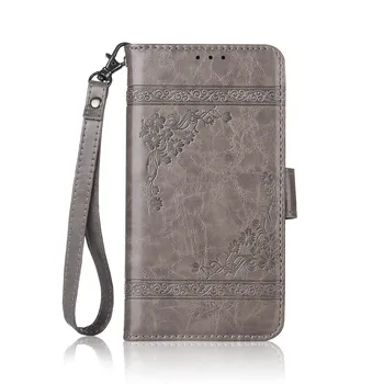 Flip Usnjena torbica Za Digma VOX S504 3G Fundas Natisnjeni Cvet Posebne denarnice stojalo primeru s Traku
