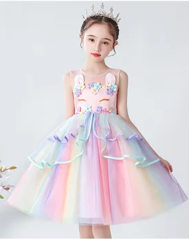 2020 Novo Poroko Roža Punca Obleke Otroci Obleke Za Dekleta Božič Otrok Deklica Princesa Obleko Belo Obleko Formalno Luksuzne Obleke