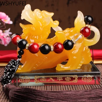 WSHYUFEI Kitajski Bog Zver pogumnih vojakov Notranji Avto Dekoracijo Domov Office Smolo Obrti Namizje Srečen Ornament V avtu dobave