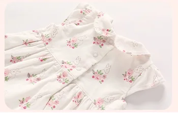 Nova Moda Baby Dekleta Dno Pomlad Jesen Dolge Rokave Novorojenčka Vrhnja oblačila Srčkan Cvjetnim Tiskanja Obleko 2pcs Komplet za Malčke