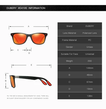 DUBERY blagovno Znamko Design Polaroized sončna Očala Za Moške Šport Vožnjo sončna Očala Moških Kvadrat Osebnosti Barvno Ogledalo Luksuzni Oculos