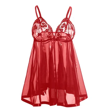 4XL Plus Velikost Nightdress V Vratu Nightgowns Špageti Trak Sleepwear Seksi Obleko za Seks Noč Ženske Vezenje Perilo, Obleko