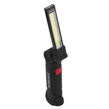 1*COB LED Luči z Magnetom Prenosna Svetilka Kampiranje na Prostem Delovnem Baklo USB Polnilne Zgrajena v Baterija