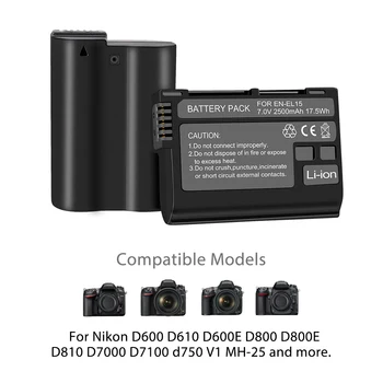 PALO 2pcs 2500mAh EN-EL15 ENEL15 SL 2PCS dekodirati Fotoaparat Baterija Za Nikon D600 D610 D800 D800E D810 D7000 D7100 D7200 V1