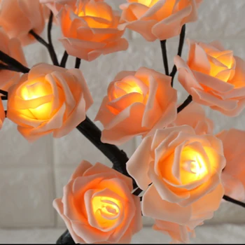Rose Oblikovan namizne Svetilke Rose Cvet Drevesa, Okrasne Luči za dnevno Sobo, Spalnica HYD88