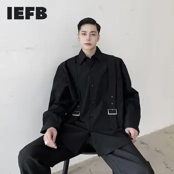 IEFB /moški nositi povoj črna bela majica moški 2021 Pomlad novo osebnost trak design letnik velikosti priložnostne vrhovi 9Y3315