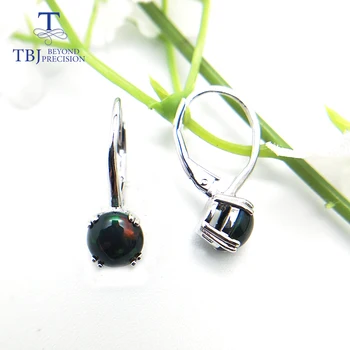 TBJ,novo zaponko preprosto črni opal uhan krog 7mm 1.5 ct gemstone nakit 925 sterling srebro fine nakit za dekleta