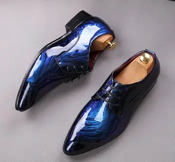 2019 Moških luksuzne blagovne znamke Oblikovalec sijaj tiskanje stanovanj čevlji gospod oxfords Ples, Moški Poroka maturantski Čevlji zapatos hombre