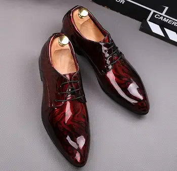 2019 Moških luksuzne blagovne znamke Oblikovalec sijaj tiskanje stanovanj čevlji gospod oxfords Ples, Moški Poroka maturantski Čevlji zapatos hombre