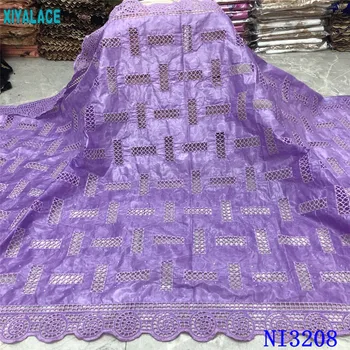 Zadnje Afriške bazin riche tkanine afriške čipke tkanine poroko 5yards Vijolično nigerijski čipke tkanine za obleko bazin brode NI3208