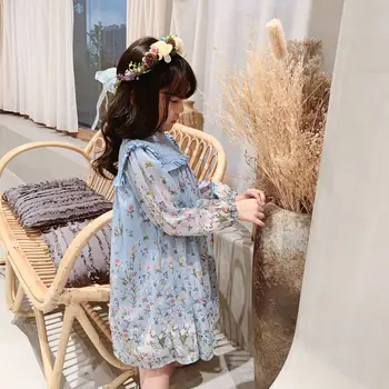 2020 pomlad poletje nova princesa obleko otroci dekle modra cvjetnim tiskanja sweet obleke deklice dolg rokav elegantne obleke