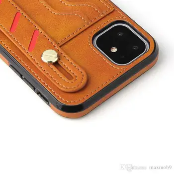 Usnje moda oporo primeru za Iphone 11 pro x xr xs max primeru mobilni telefon pokrijemo s kreditno kartico sim obroči pašček za zapestje